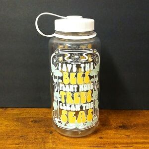 Bees Trees & Seas Environmental Slogan 1L Water Intake Tracking Refill Bottle